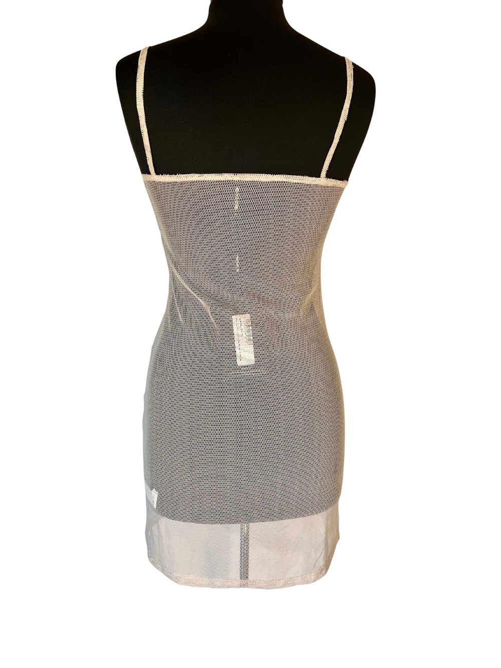 PrettyLittleThing Tan Cream Sheer Mesh Slip Dress - Picture 2 of 5